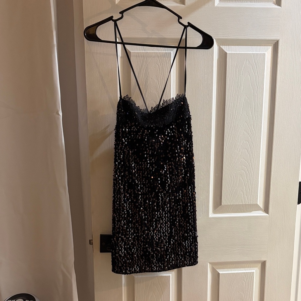 Glamorous Black Sequin Mini Dress